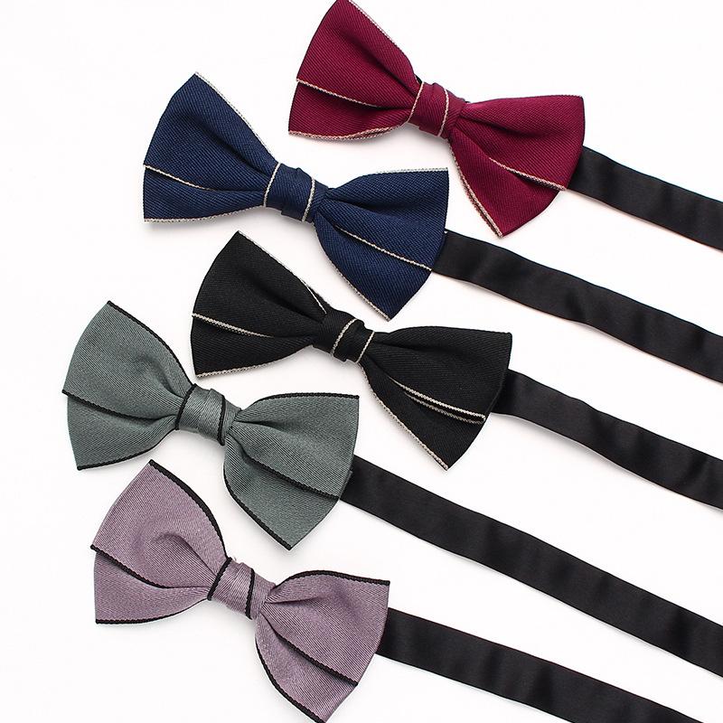 Dress Double Men'S Bow Tie Solid Color British Business Bow Tie Wedding Best Man Wedding Shirt Bow Tie