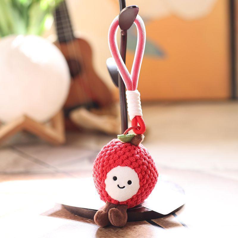 Cute Fruit Plush Keychain With Soft Pp Cotton Filling For Bag Decoration And Gifts