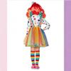 Halloween Circus Clown Costume Girls Rainbow Dress Set Role Play Outfit Stage Performance