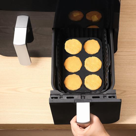 Air Fryer Liners Silicone Baking Tray Rectangular Non-Stick Mold for Cakes Jelly Pudding Dishwasher Safe Air Fryer Accessories