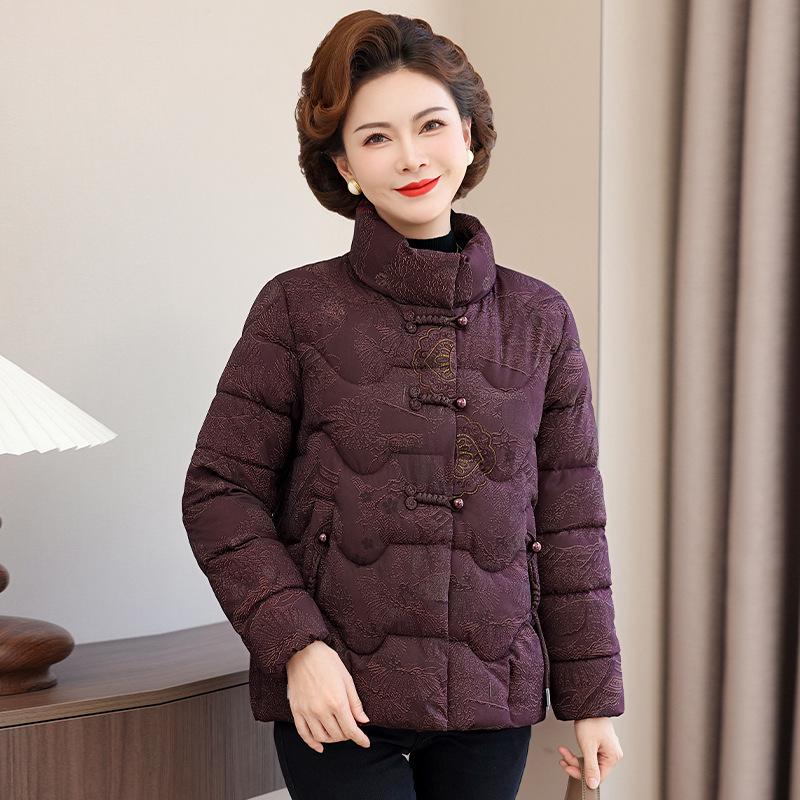 Schmale Baumwolljacke mit Stehkragen für Frauen mittleren Alters und ältere Frauen