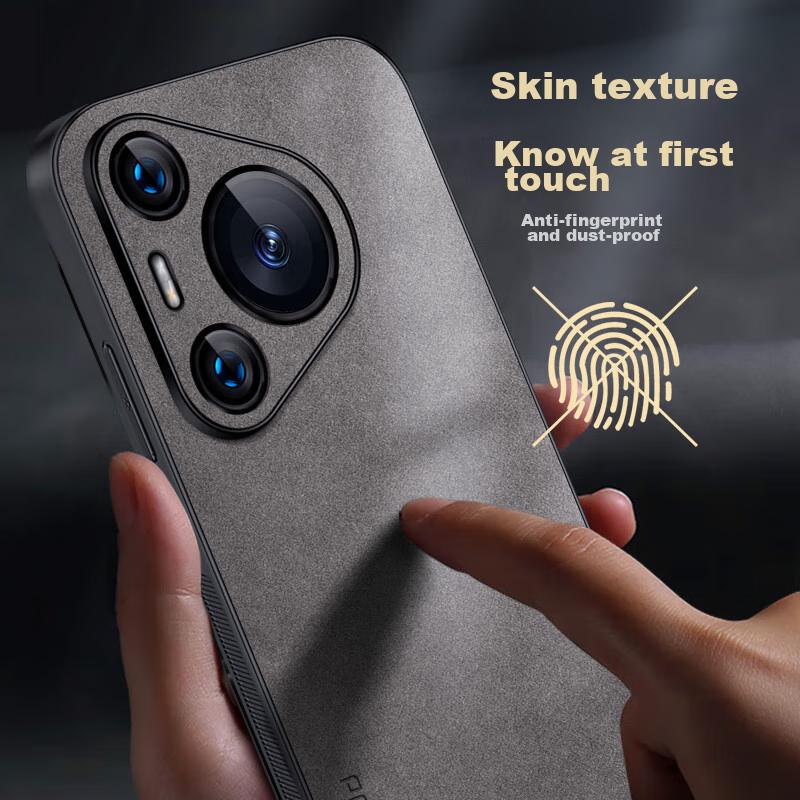 Huawei Pura70 Phone Case, Huawei P70 Protective Cover, Shockproof Full-Coverage Soft Case, Simple Luxury Silicone Outer, WoAnd Leather Case, Black