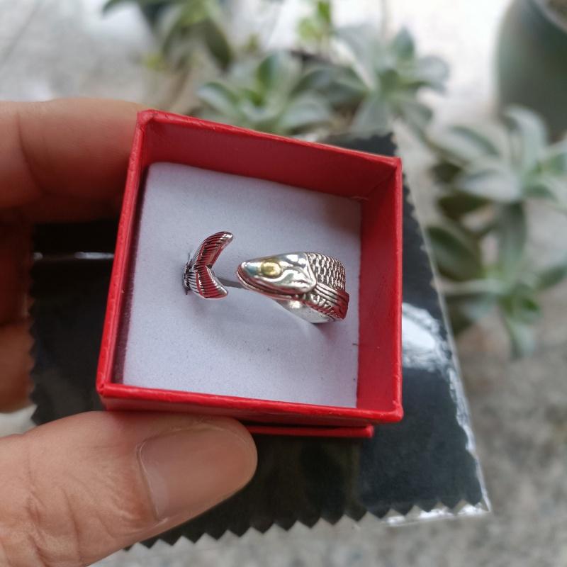 Buyee 925 Sterling Silver Pánský Prsteníček Roztomilá Ryba Otevřený Prsten pro Ženy Muže Módní Jedinečný Zvířecí Punk Jemné Šperky Kruh Dárek