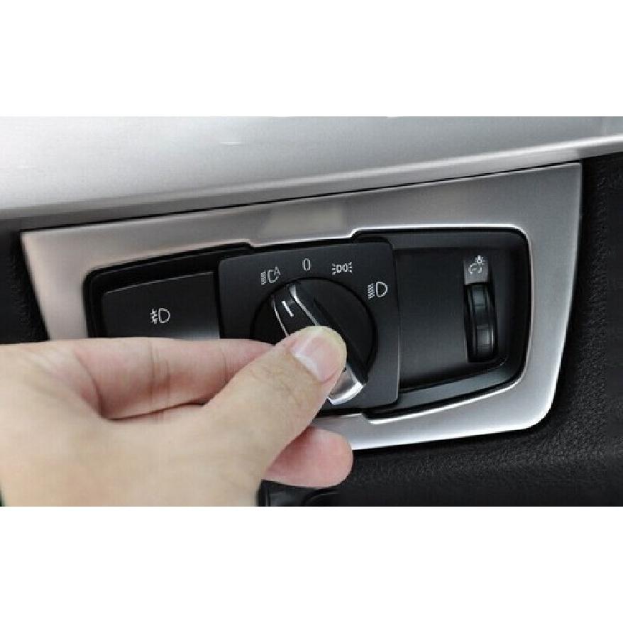 For BMW 3 4 Series GT 2013- Silver Steel Trim Headlight Switch Control Cover