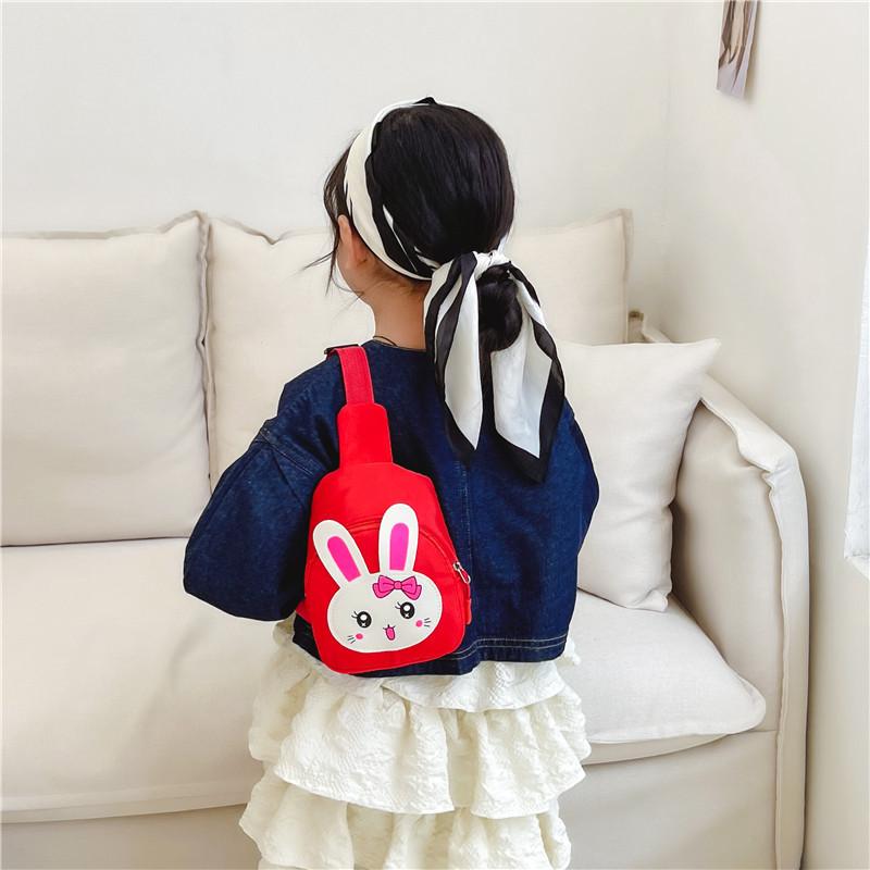 Cute Cartoon Rabbit Kids Crossbody Bag Adorable Kindergarten Canvas Purse For Children