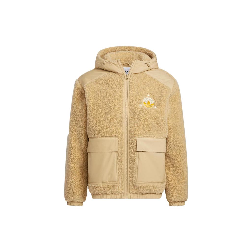 adidas Originals MC Sherpa Fleece Full Zip Jacket Men Beige Gold HS2006