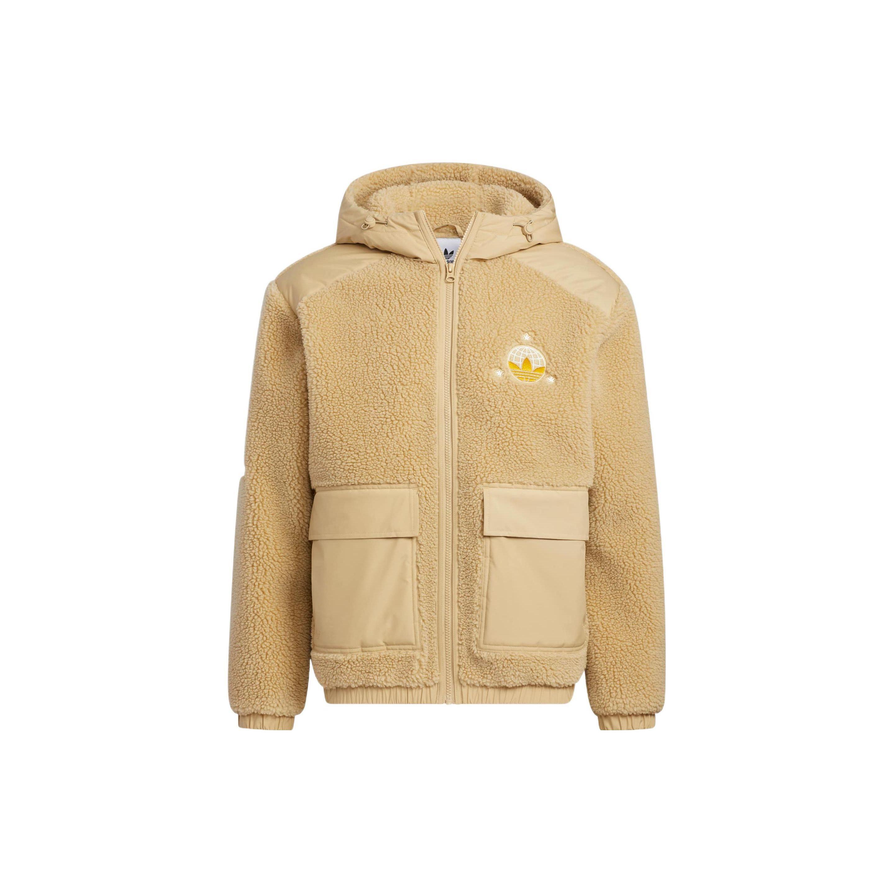 Adidas Originals MC Sherpa Fleece Full Zip Jacket Men Beige Gold HS2006 S
