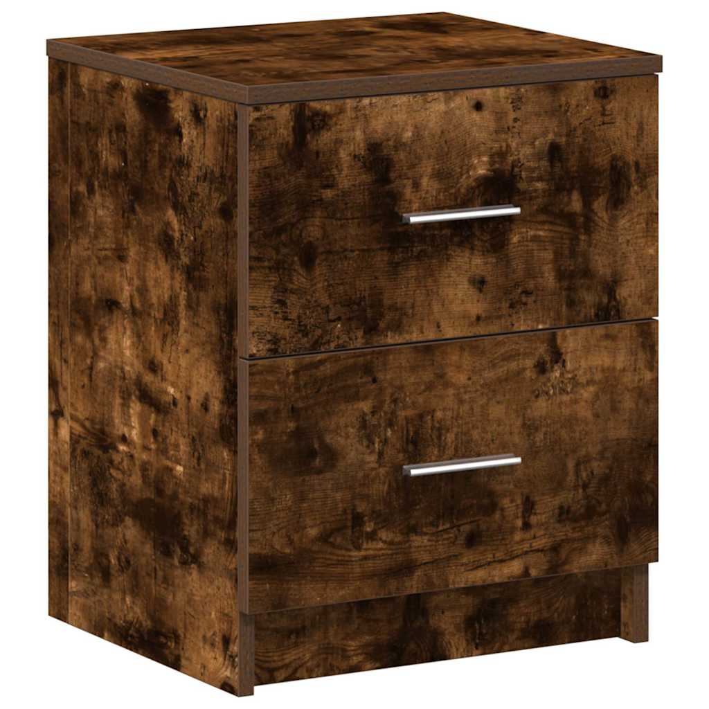 Nightstand with 2 Drawers Smoked Oak Finish 40 x 36 x 50 cm