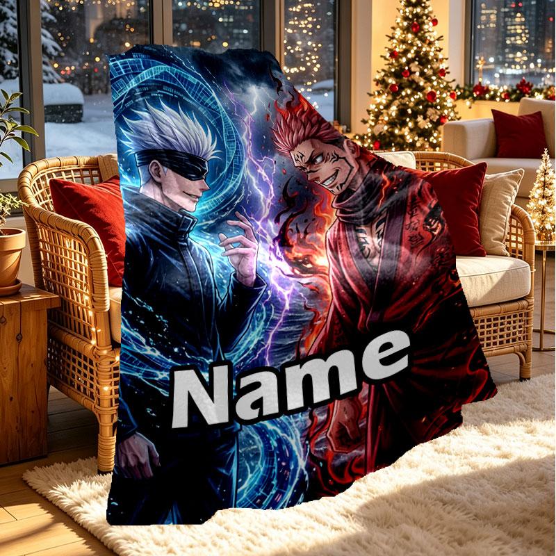 Couverture Imprimée Personnalisée au Nom Jujutsu Kaisen, Décoration Intérieure, Chambre à Coucher, Canapé, Camping, Canapé, Cadeaux pour Anniversaire Noël