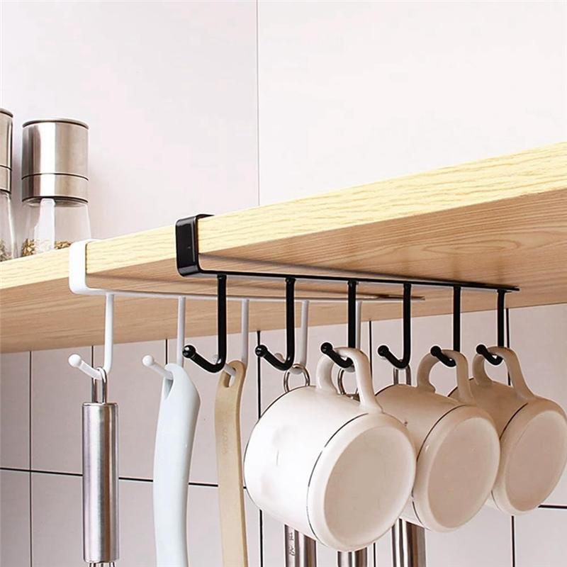 Practical-Shelf Cup Holder Cup Hook, Under Cabinet Storage Rack Space Saving Coffee Cup Holder