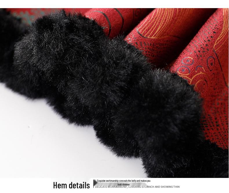 Grandma's Plus Velvet Winter Jacket for Elderly Women
