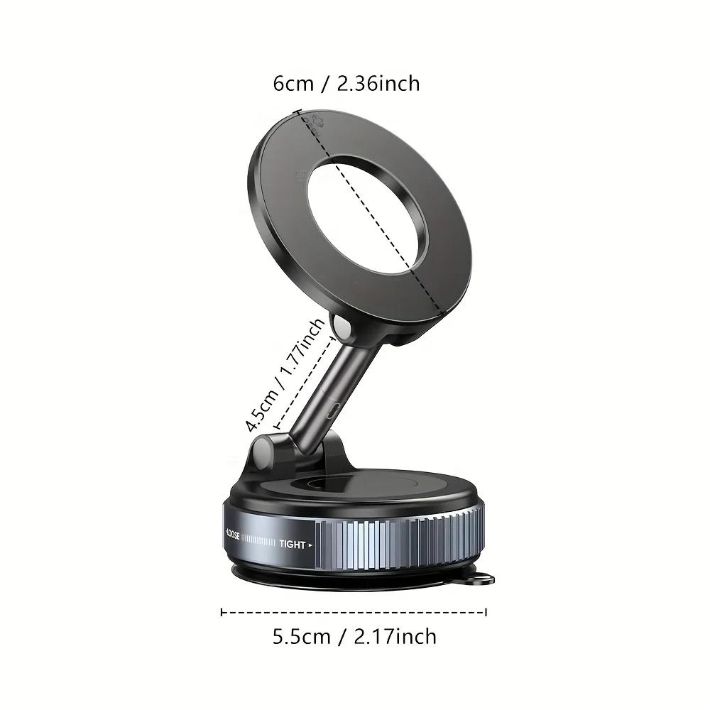 K007 Strong Magnetic Car Phone Holder Foldable Design 360° Adjustable Vacuum Mount for Car/Desk/Bathroom/Universal Use