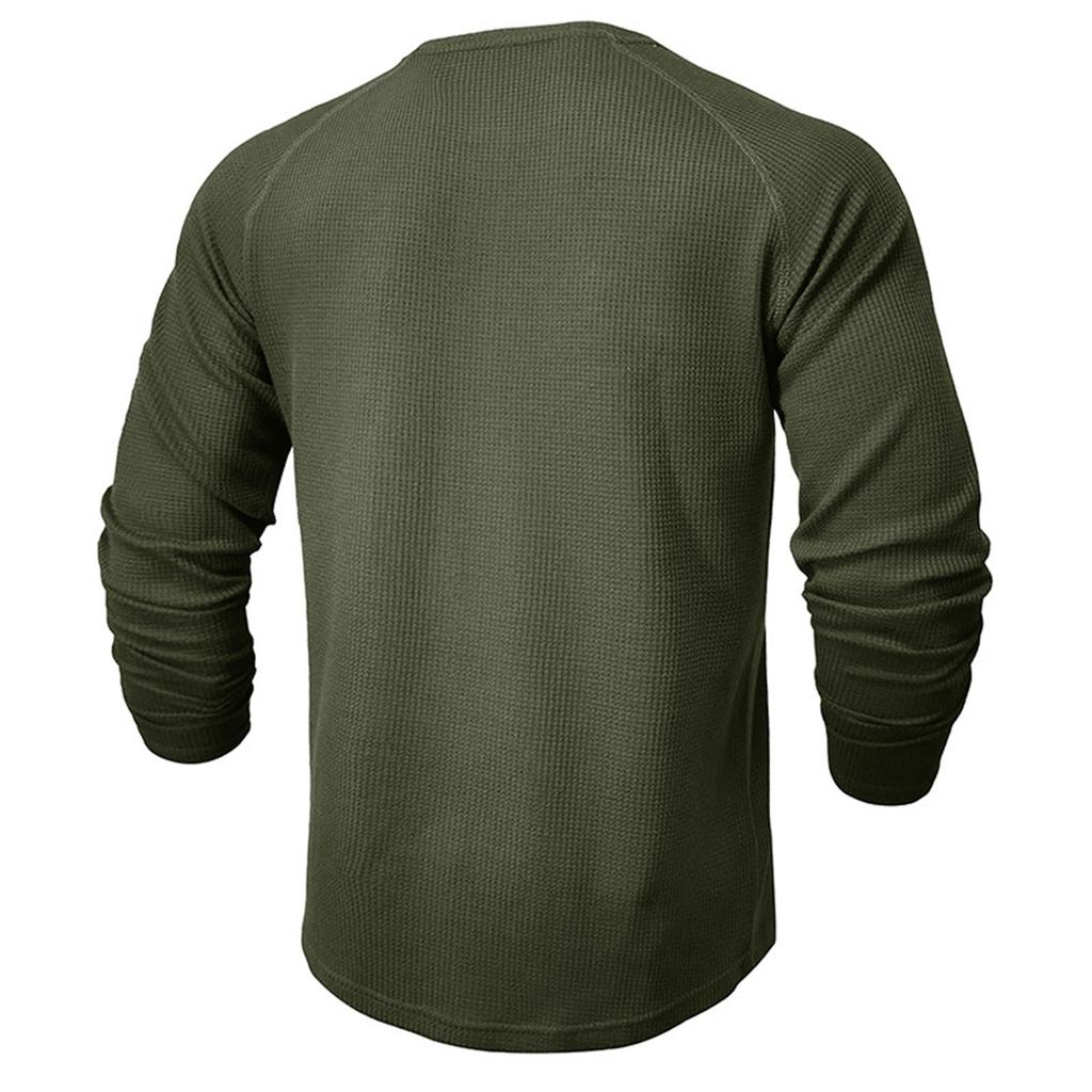Men's Solid Color Round Neck Long Sleeve T-shirt Casual Sports Raglan Top