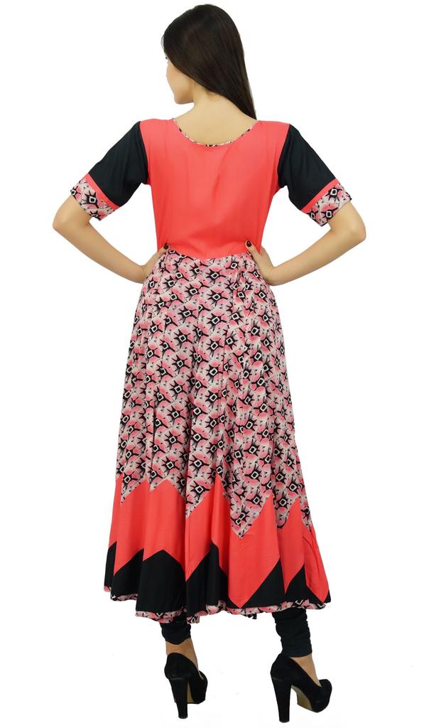 Bimba Chic Indian Custom Clothing Flaired Anarkali Kurta Dress Classic Peach
