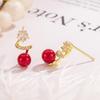 2026 New Year Red Cubic Zirconia Star Earrings: Women's Light Luxury, High-End, Unique, Versatile, Beautiful Studs