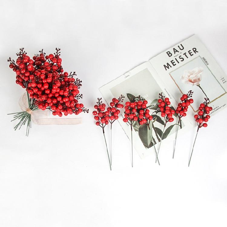 6/24 Pieces Simulation Of Rich Red Berries Suitable For New Year's Christmas