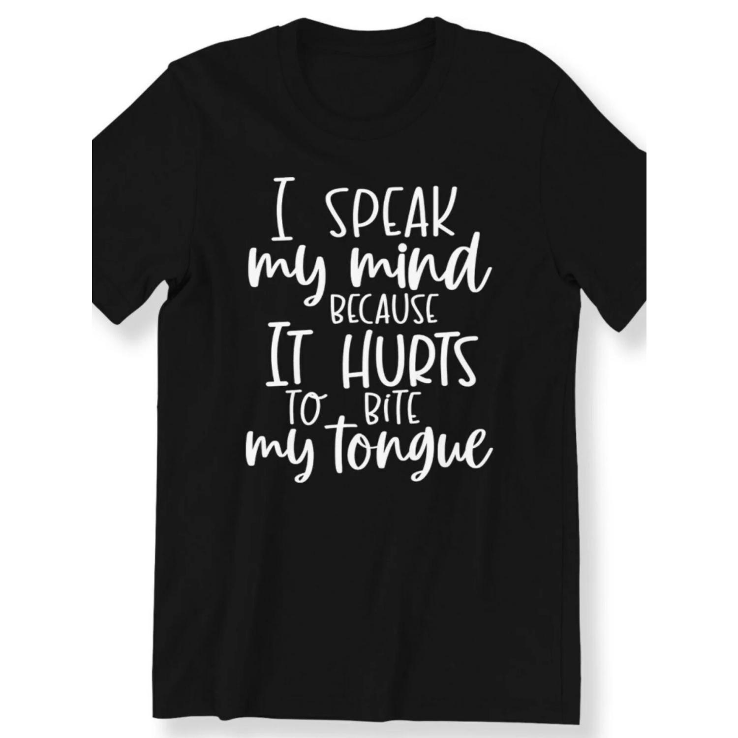 

Я говорю, что думаю, Мужская и женская футболка - Забавный саркастический слоган Круглый вырез Машинная стирка Черный с белым текстом Всесезонная S чёрный