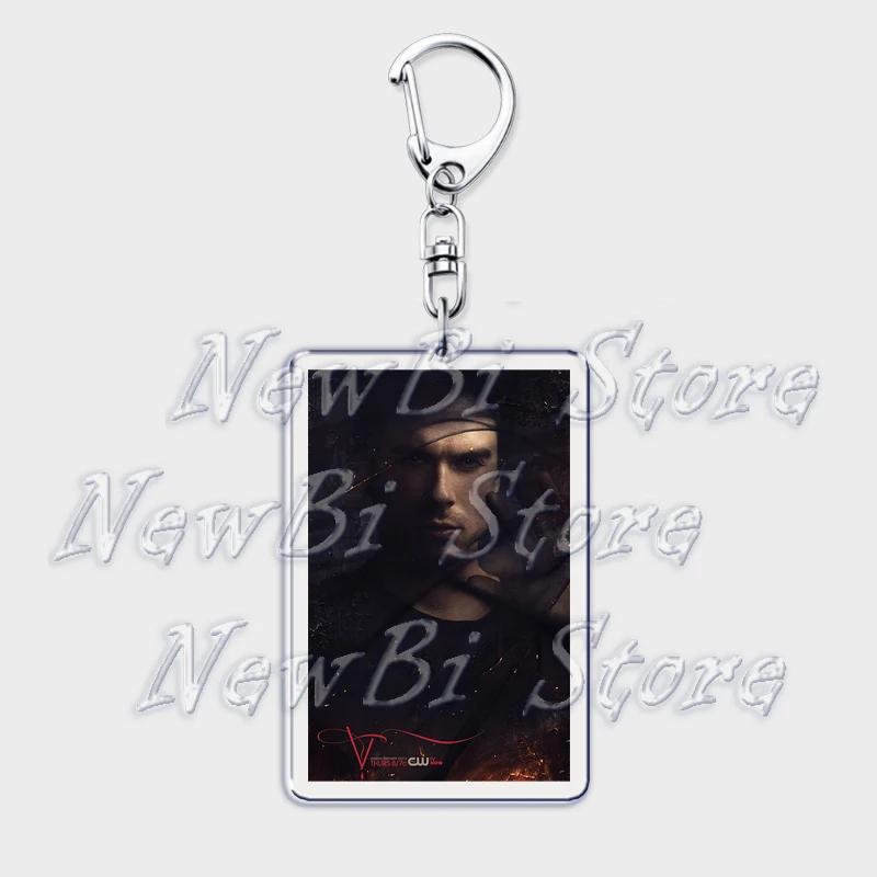 TVD The Vampire Diaries Keychain for Accessories Bag Damon Stefan Salvatore Elena Gilbert Key Chain Keyring Jewelry Fans Gifts