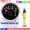 Auto Car 52MM Water Temperature Gauge with Warning Sensor 12MM,14MM,16MM  40-120℃ Water Temp Meter Indicator 7 Color Backlight
