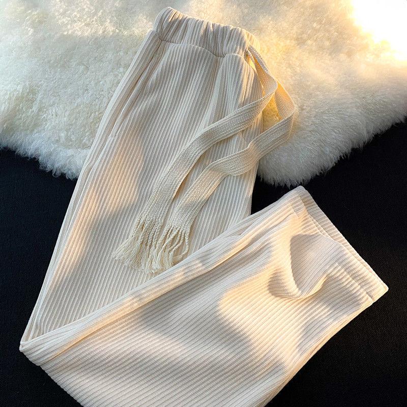 Damen Cord Schlaghose mit Kordelzug, Hoher Bund, Schlankmachend, Lässig, Vielseitig, für Frühling/Herbst 2024.