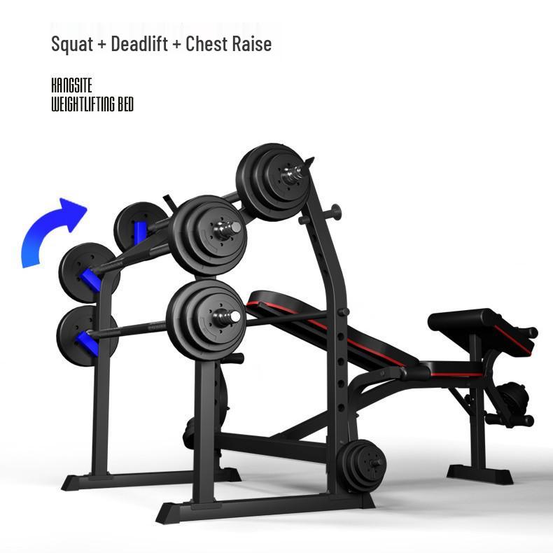 Multifunctional Folding Bench Press Rack & Barbell Set for Home Fitness