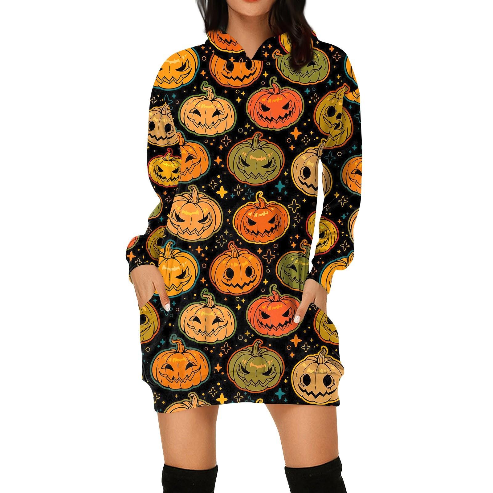 

Жіноча модна вільна повсякденна толстовка з кишеньковим довгим рукавом і принтом M помаранчевий