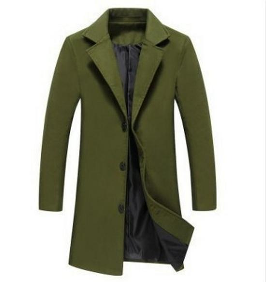 2025 Plus Size Casual Wool Blend Single-Breasted Trench Coat