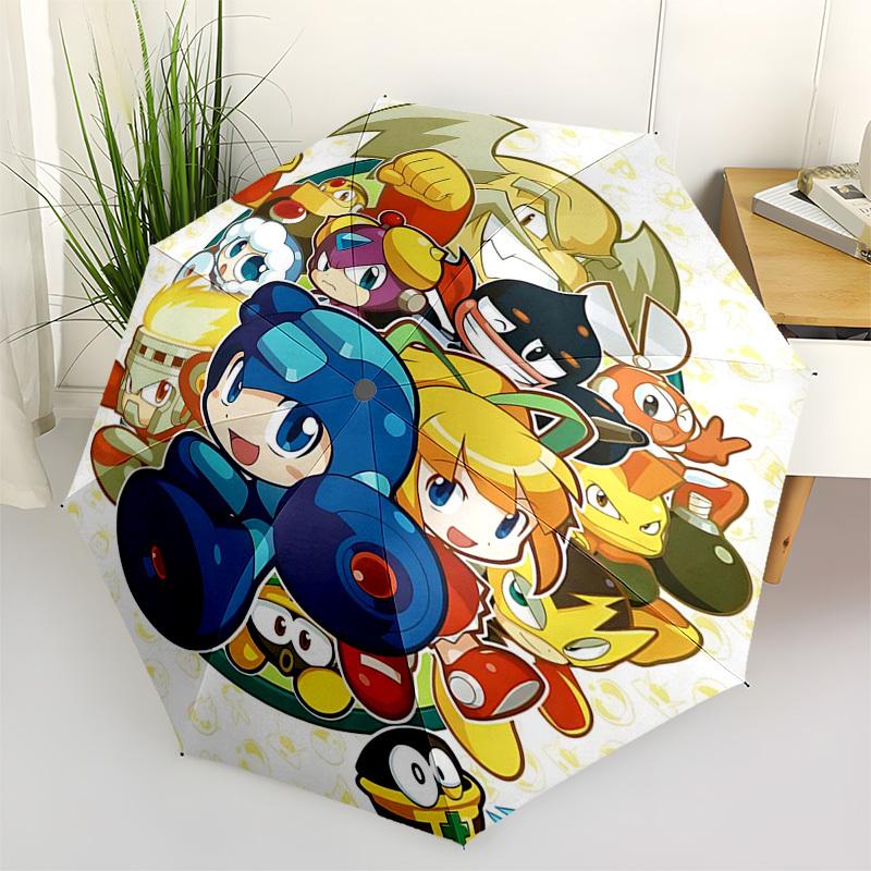 

1pc Mega Man Automatic Folding Umbrella: Portable 3-Fold Design with 8-Bone Iron Frame, Perfect for Outdoor Use, Festive Gifts, Travelers, Daily Use,