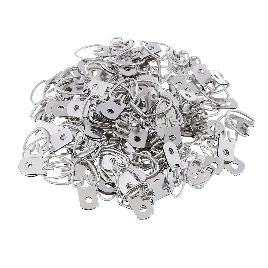100 Pieces 3.2 x 1.5 cm Single Hole D Picture Hooks Wall Hangers Heavy Duty