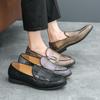 British Style Men's Leather Loafers - Large Size, Slip-On, Spring/Autumn Driving Shoes