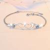 Women's Romantic Heart-Shaped Double Loop Bracelet PT950 Platinum 1CT Moissanite Elegant High-End Gift Jewelry