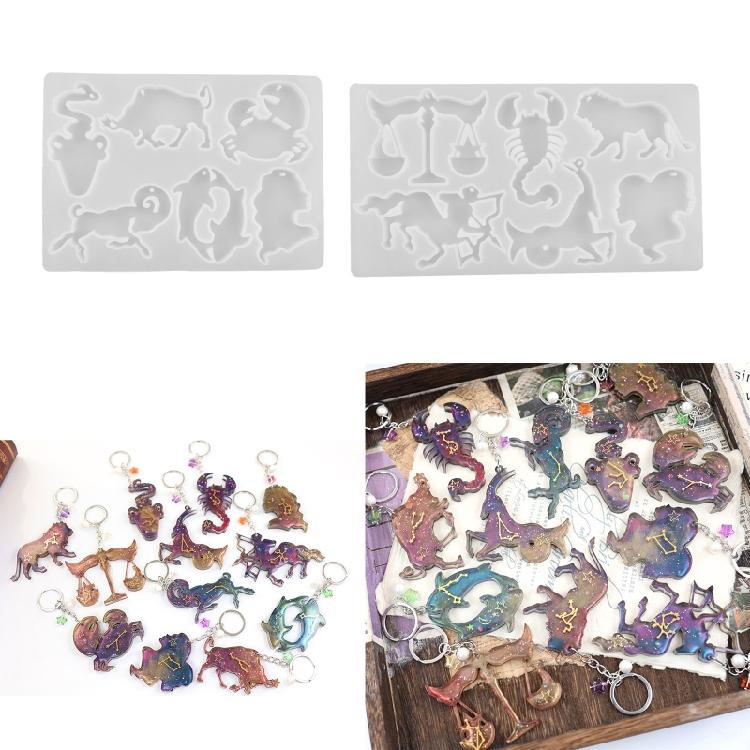 2Pcs Constellation Resin Mold Animal Pendant Epoxy Resin Mold for Jewelry Making