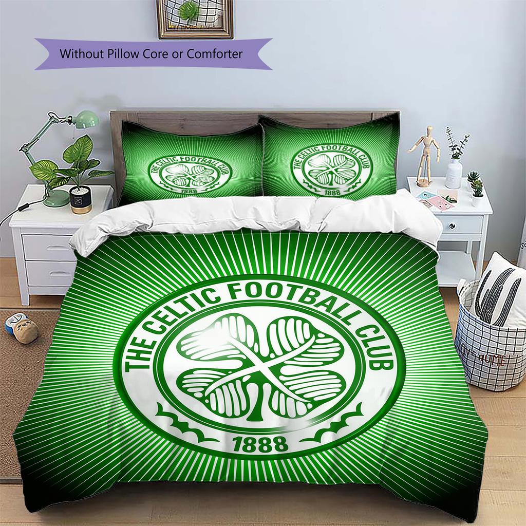 Motif Écusson du Celtic FC Literie Décoration de Maison Cadeau d'Anniversaire (1 housse de couette + 2 taies d'oreiller, sans garniture.)