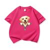 Kids Cotton T Shirt Cute Labrador Retriever Dog Zipper Print Crew Neck Short Sleeve Tee Casual Boys Girls Summer Tops
