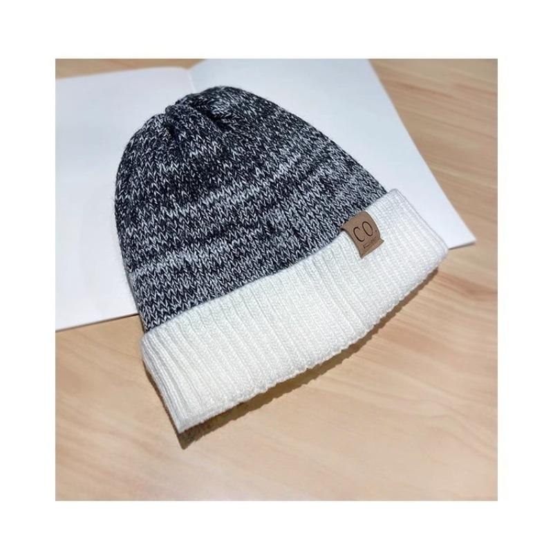 Cold Hat Letter Mark Men Korean Style Knitted Wool Hat Women Autumn and Winter Plus Velvet Thickened Ear Protection Head Hat