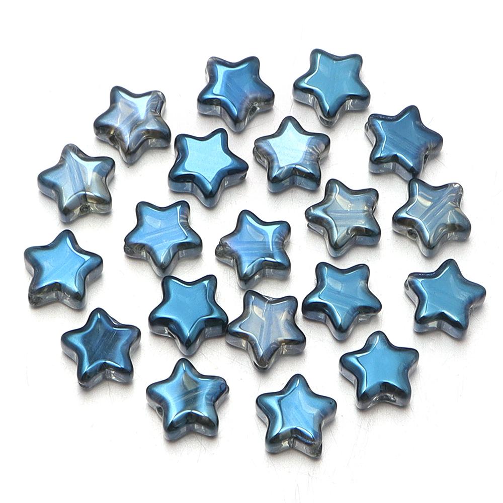 30pcs/lot 8mm Colored Electroplated Star Beads Loose Spacer Pentagram Glass Beads For DIY Bracelet Earrings Jewelry Accessories