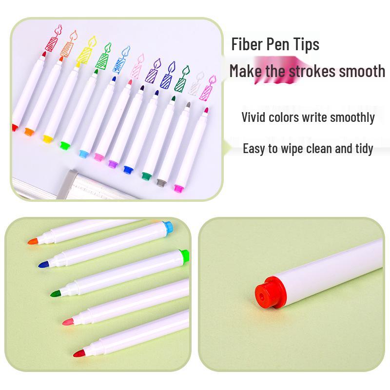 Dingdong Wasserlösliche Abwischbare Flüssigkreide-Stifte - 12 Fluoreszierende Farben für Tafeln