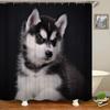 Süßer Sibirischer Husky Duschvorhang Weihnachtlicher Duschvorhang Set Husky Hund Welpe Badezimmervorhang Haustier Hunde Weihnachten Heimdekoration