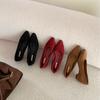 2025 new pointed suede short thick heel shallow mouth versatile set feet OL women's single shoes commuter work women's shoes