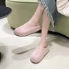 Baotou Mid-heel Flat Shoes New Summer Round Head Deep Mouth Suede Soft Sole Anti-slip Wear-resistant Slippers