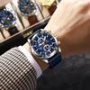 POEDAGAR Business Man Watch Waterproof Luminous Chronograph Date Original Watches for Men Leather Luxury Quartz Wristwatch