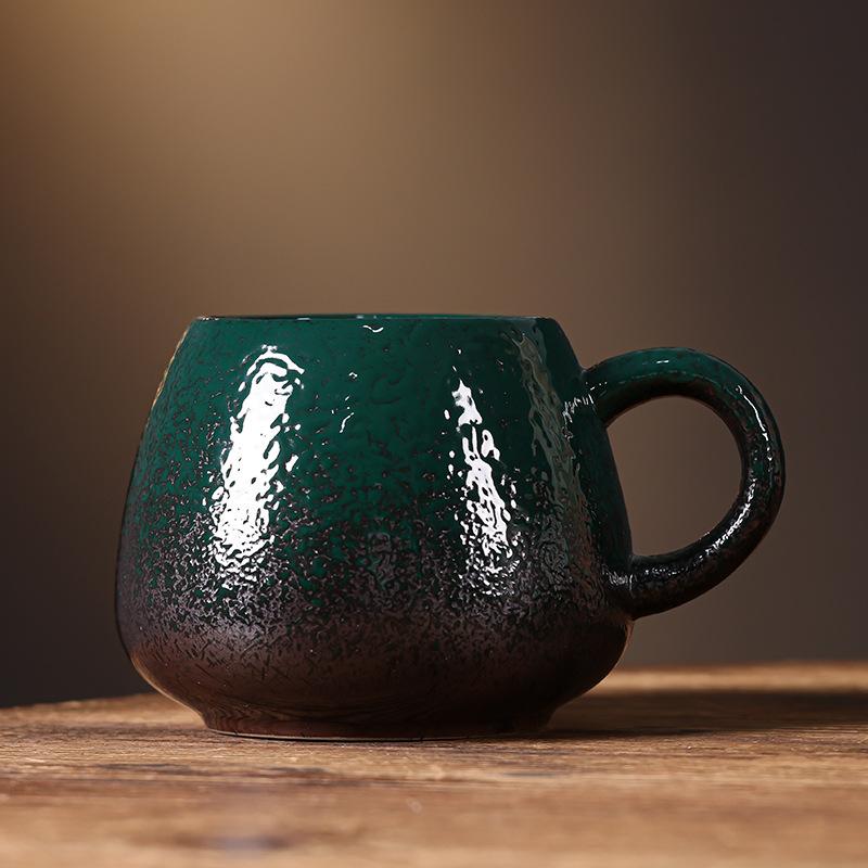 Kapaklı Kaba Çömlek Kupa Büyük kapasiteli 1000ml ev tipi su bardağı Seramik ofis göbekli kupa Kahve fincanı