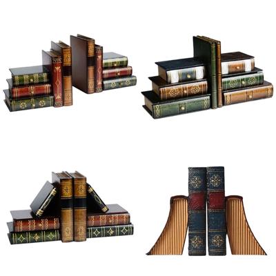 Decorative Faux Book Bookends With Storage, Library Look Shelf Styling for Books, Files, Desks and Home Displays