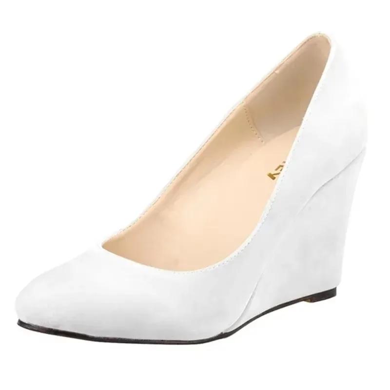 Damskor Kilklackar Vår Höst Klassiska Sexiga Spetsiga Tår Platå Höga Klackar Pumps Svart Kontorsdam Partyklänning Bröllopssko