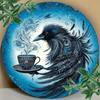 Round Metal Wall Sign Crow Coffee Kitchen Art 20cm