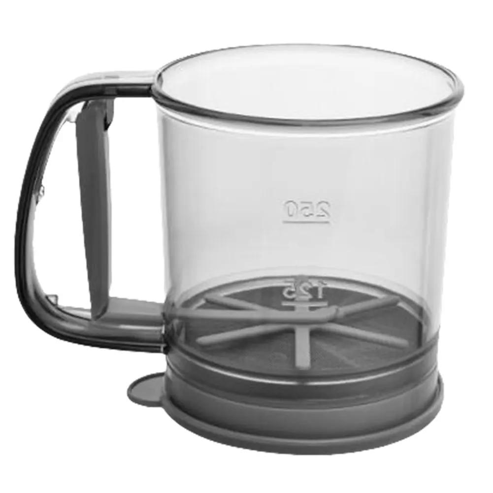 Hand Crank Flour Sifter Fine Mesh One Hand Press Crank Sifter Semi-Automatic Sugar Powder Sieve Cup Handheld Cooking Baking Tool