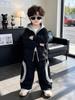 Boys' Two-Piece Spring & Autumn Set: Hooded Jacket & Casual Pants, Stylish Color Block Outfit