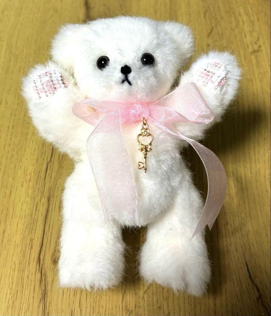 [USED] Limited-time Offer: White Stuffed Toy Teddy Bear Fiony White Pink Bear