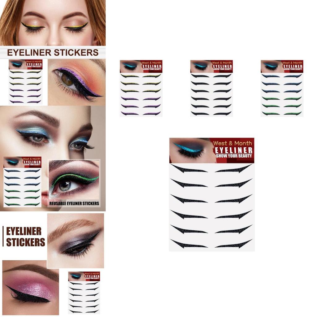 West Month Selbstklebende Eyeliner-Sticker Sechs Paare für Dramatische Augen-Make-up-Looks