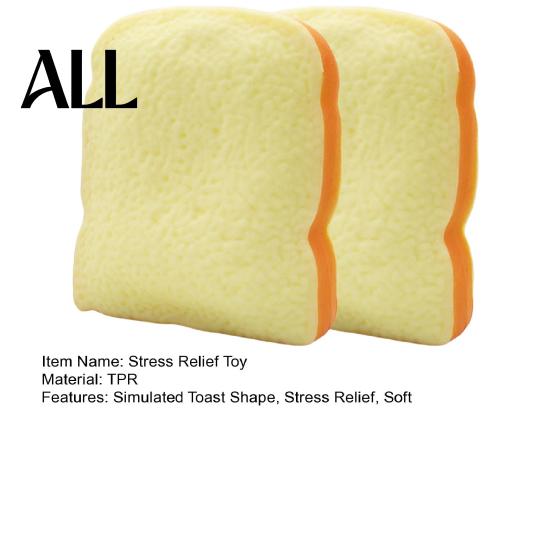 Simulated Toast Fidget Toy 1/2Pcs Stress Relief Toy, Sliced Bread Squeeze Sensory Toys Soft Stretchy Fake Food for Kids Teens Adults Anxiety Gadget